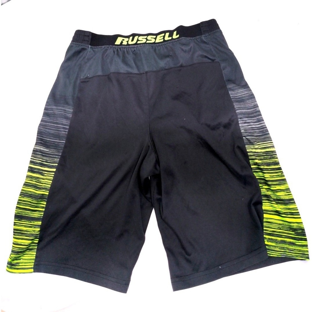 Russell Boys Black Lime Green Basketball Shorts‎ XL 14-16 Athletic Gym RB17414